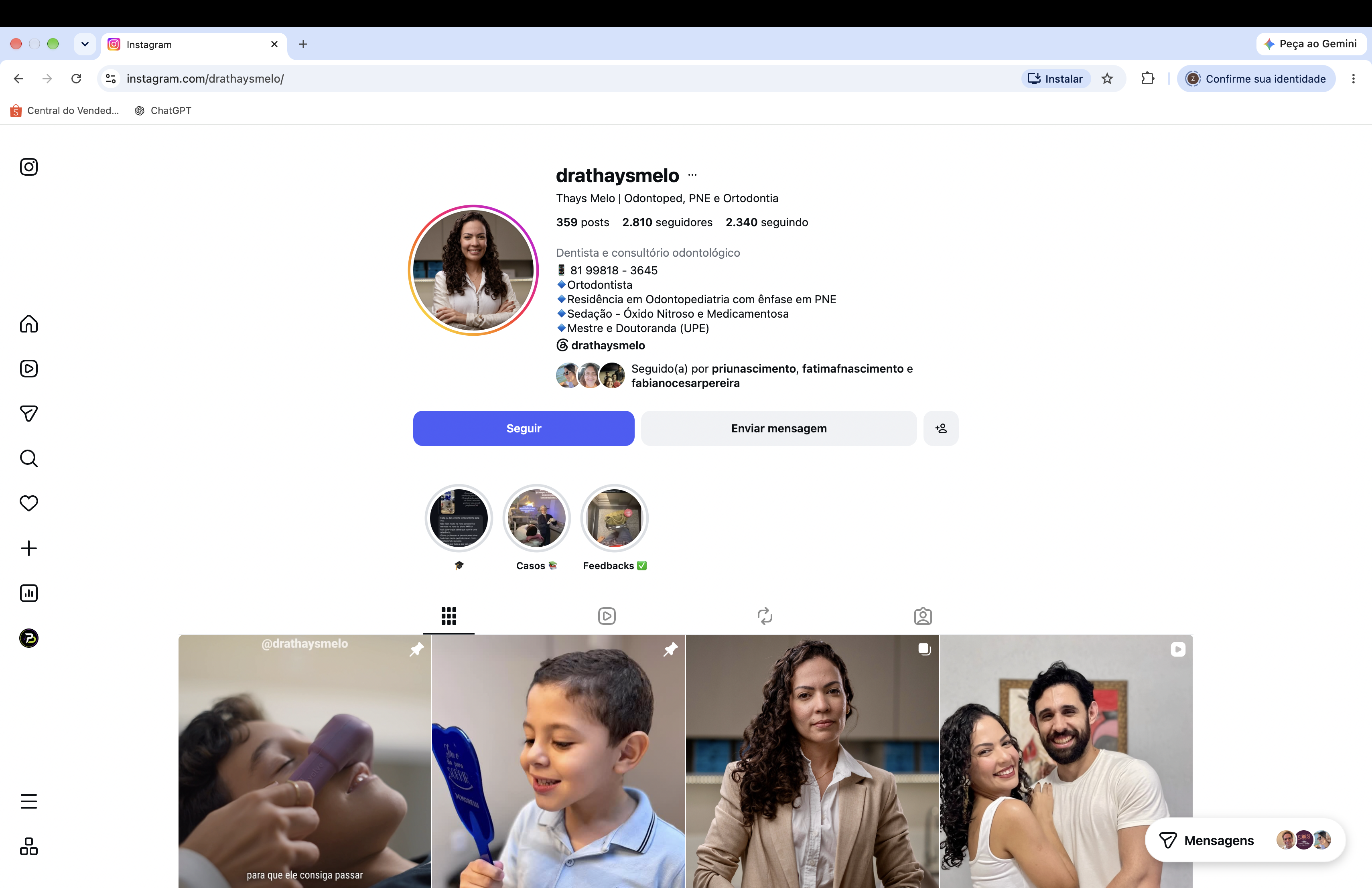 Dra. Thays Melo, em foto do seu perfil profissional